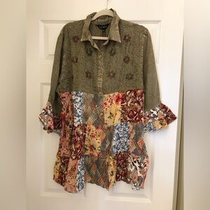 YOUNG THREADS NWT Dresses Olive Floral Embroidered Size Xlarge